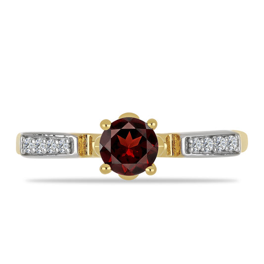 Goldplattierter Silberring mit Barton Granat und weißem Zirkon