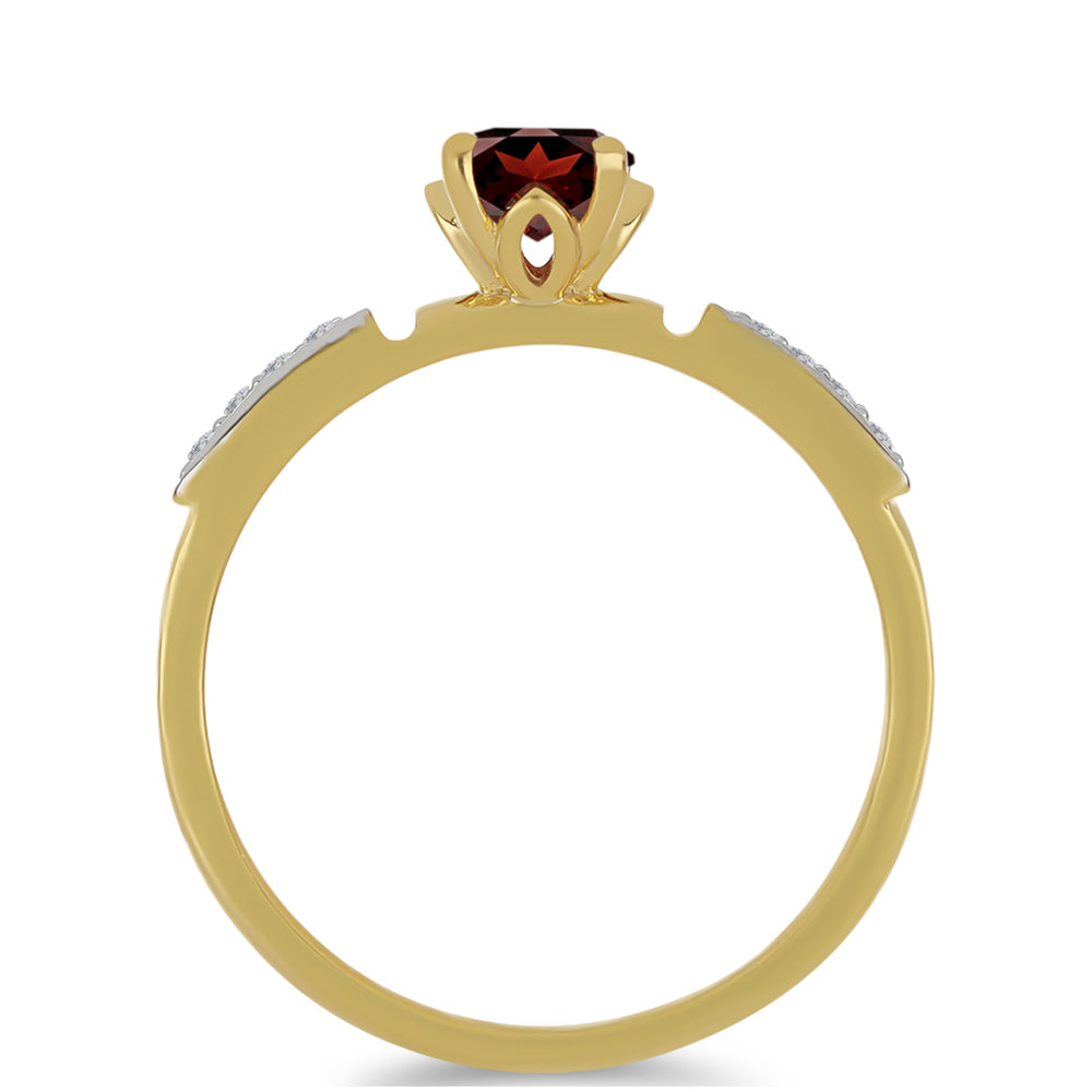 Goldplattierter Silberring mit Barton Granat und weißem Zirkon