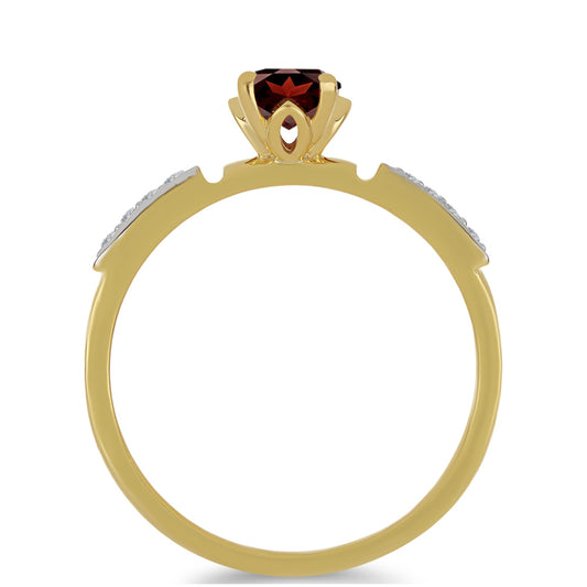 Goldplattierter Silberring mit Barton Granat und weißem Zirkon