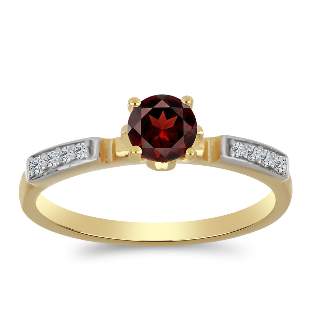 Goldplattierter Silberring mit Barton Granat und weißem Zirkon