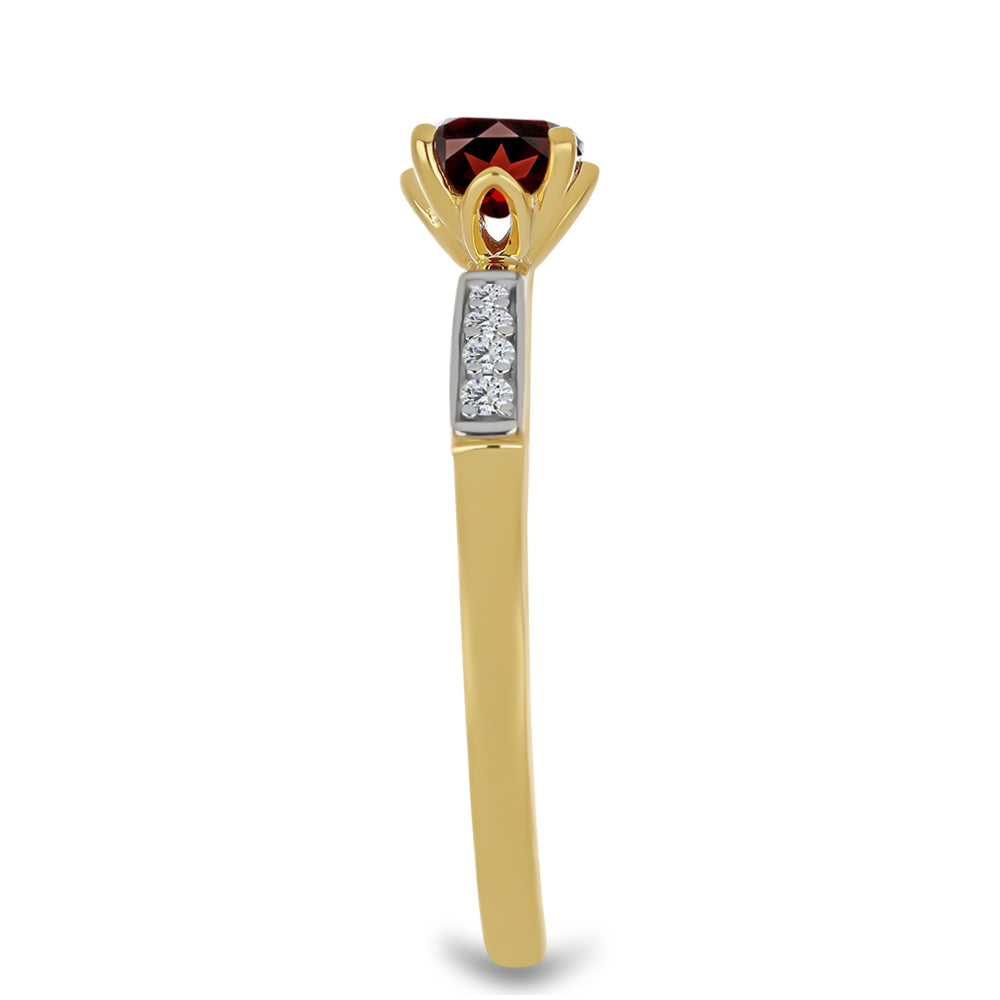 Goldplattierter Silberring mit Barton Granat und weißem Zirkon