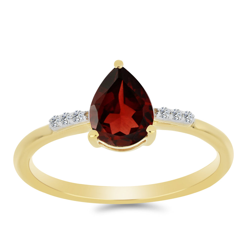 Goldplattierter Silberring mit Barton Granat und weißem Zirkon 3 