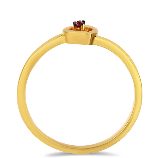 Goldplattierter Silberring mit rotem Diamant