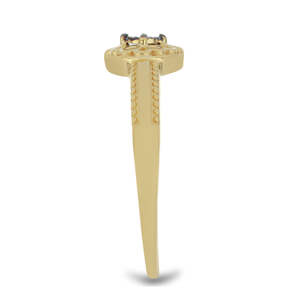Goldplattierter Silberring mit grünem Diamant