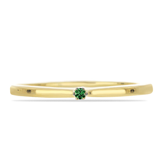 Goldplattierter Silberring mit grünem Diamant