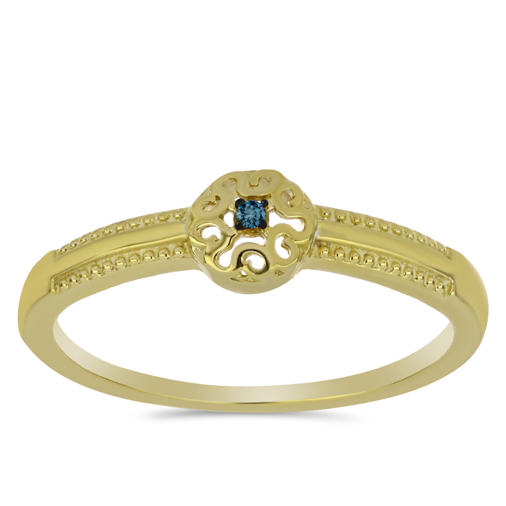 Goldplattierter Silberring mit blauem Diamant 3 