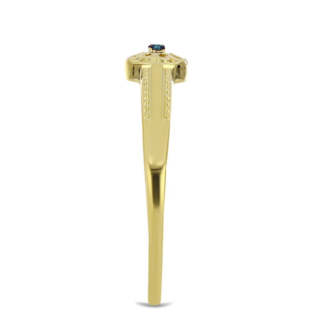 Goldplattierter Silberring mit blauem Diamant