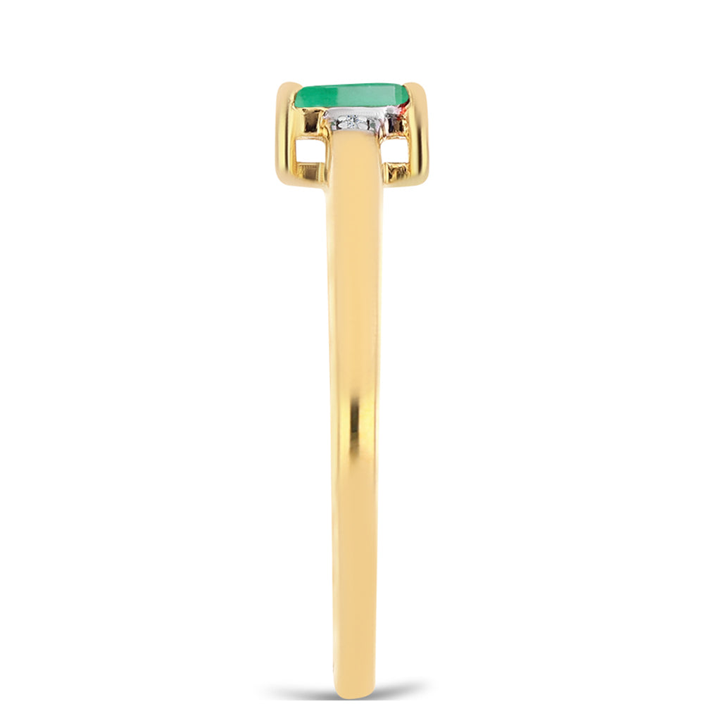 Goldplattierter Silberring mit brasilianischem Smaragd und weißem Zirkon