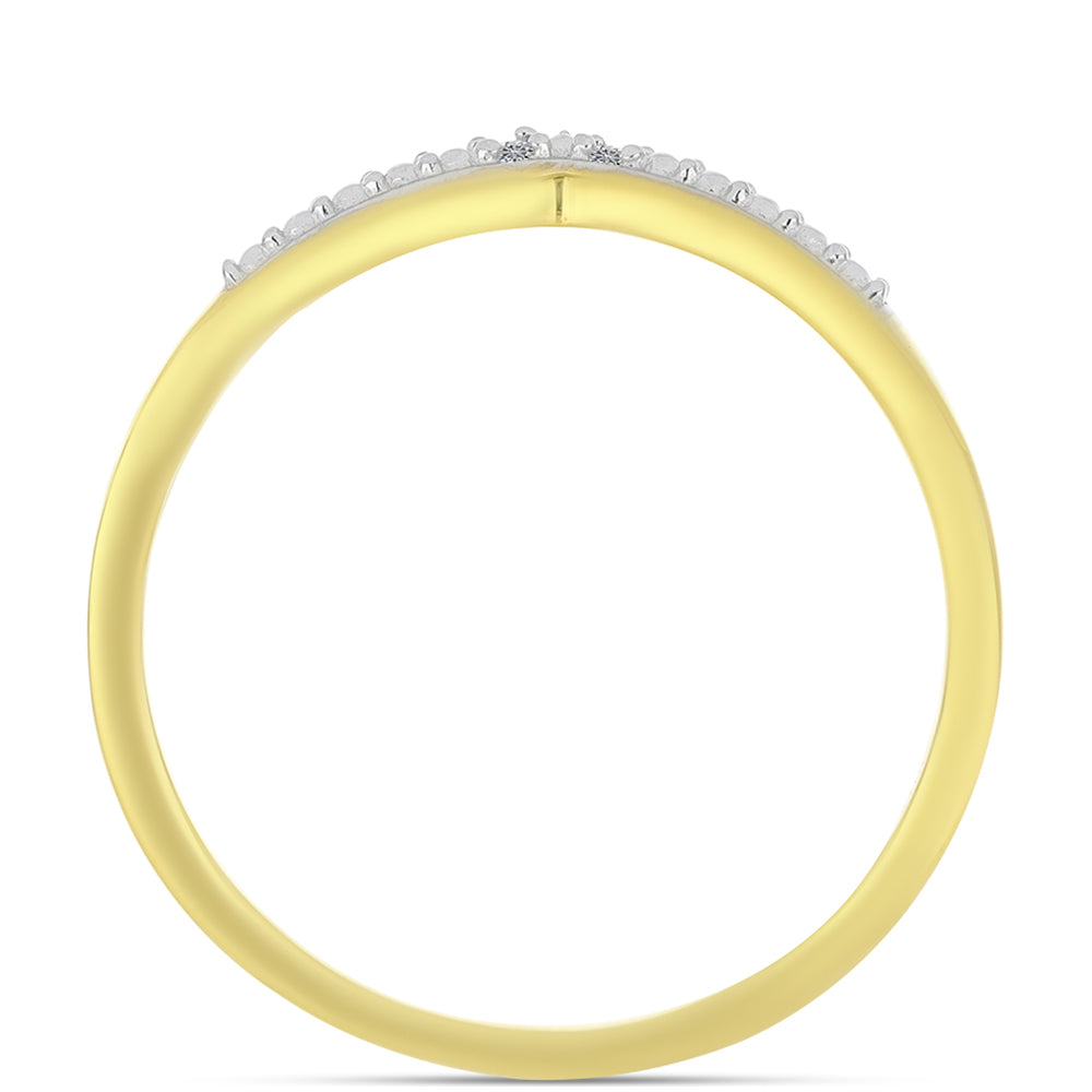 Goldplattierter Silberring mit weißem Diamant 2 