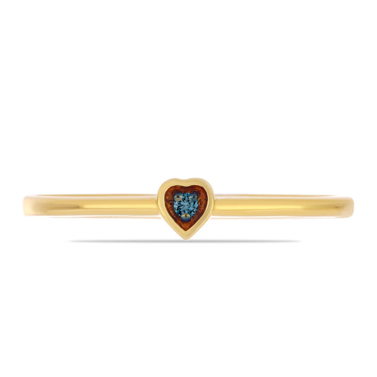 Goldplattierter Silberring mit blauem Diamant