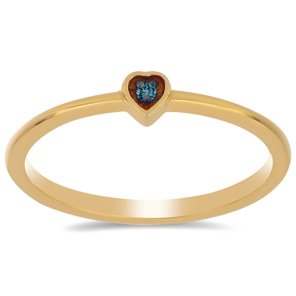 Goldplattierter Silberring mit blauem Diamant 3 