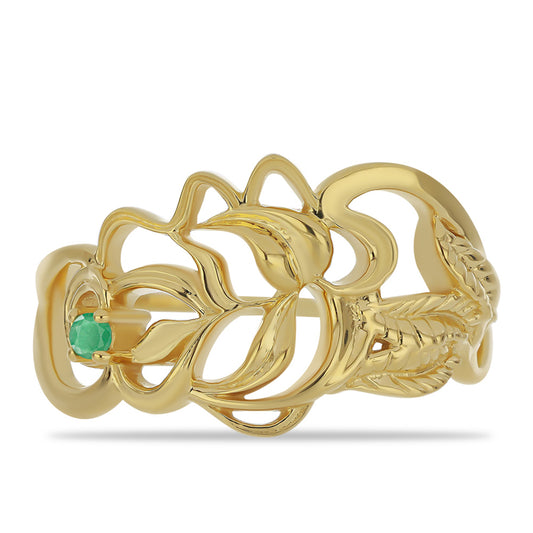 Goldplattierter Silberring mit brasilianischem Smaragd