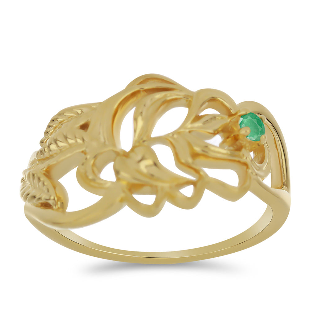 Goldplattierter Silberring mit brasilianischem Smaragd 3 