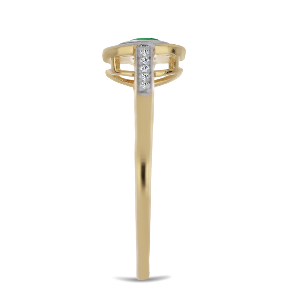Goldplattierter Silberring mit brasilianischem Smaragd und weißem Zirkon 4 
