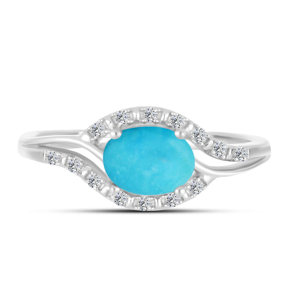 Silberring mit Dornröschen Türkis und weißem Zirkon