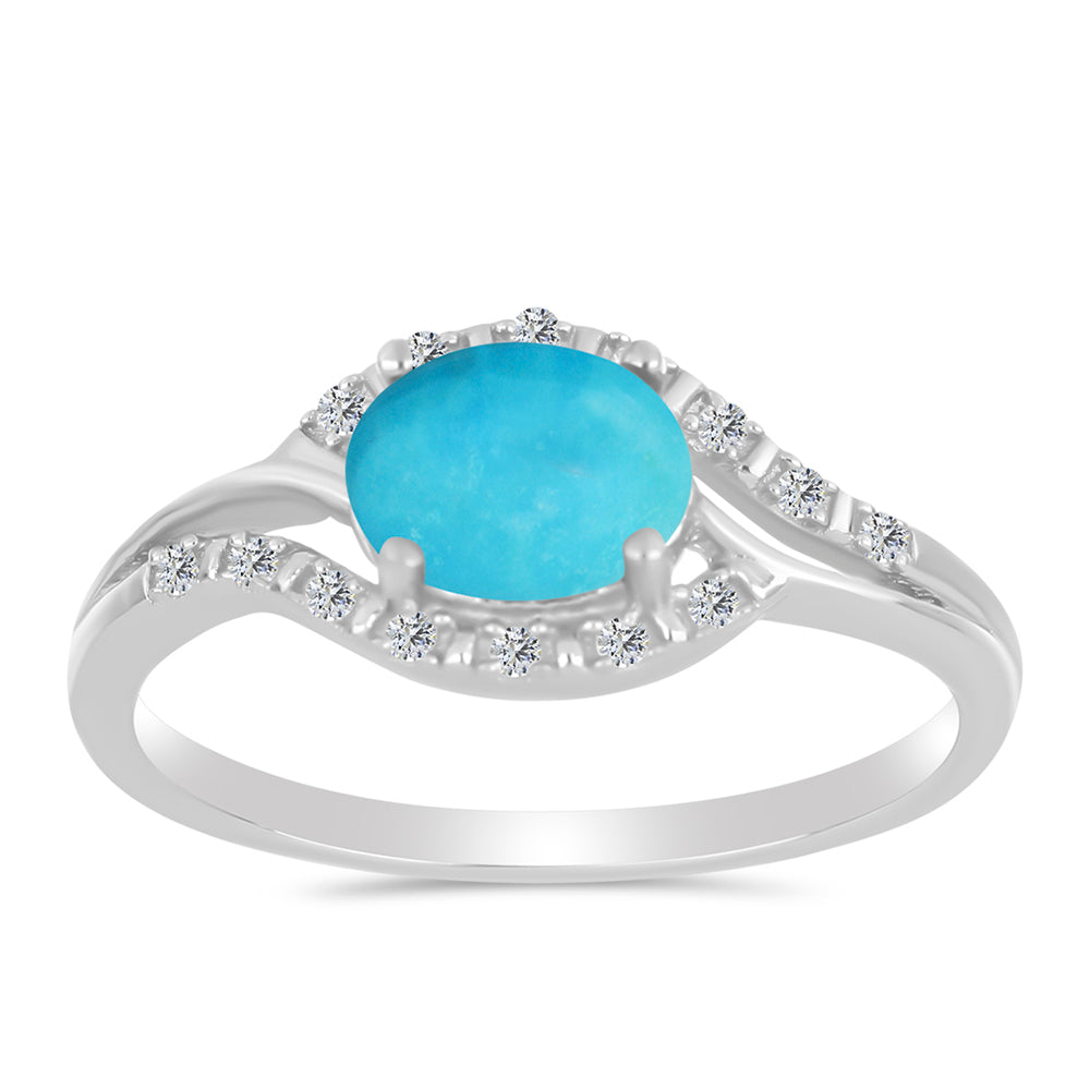 Silberring mit Dornröschen Türkis und weißem Zirkon