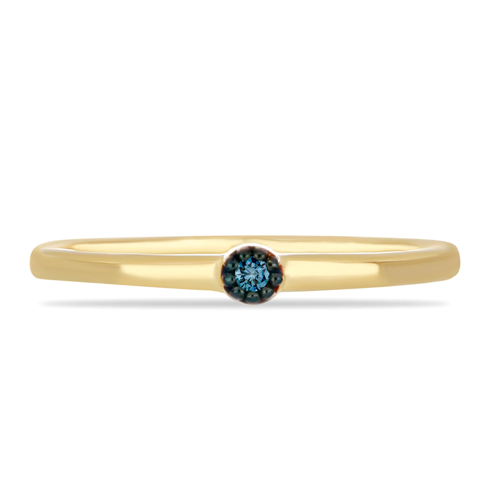 Goldplattierter Silberring mit blauem Diamant 1 