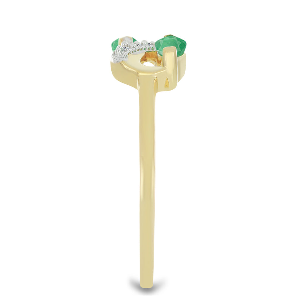 Goldplattierter Silberring mit brasilianischem Smaragd und weißem Zirkon