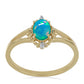 Goldplattierter Silberring mit blauem äthiopischem Opal aus Lega Dembi und weißem Zirkon