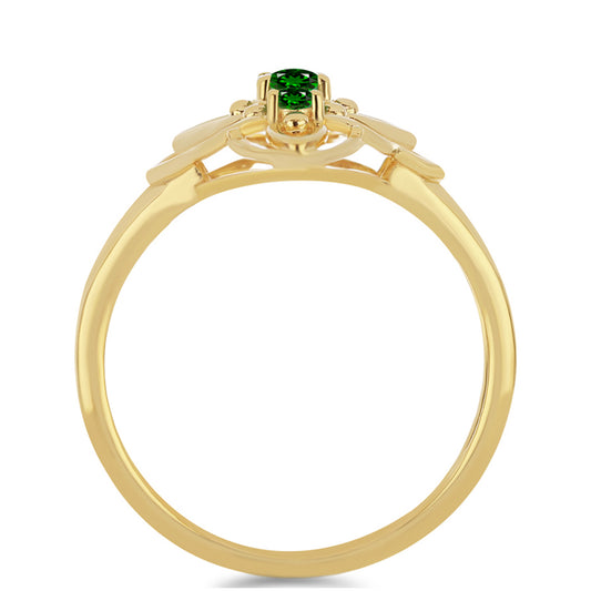Goldplattierter Silberring mit Chromdiopsid