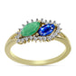 Goldplattierter Silberring mit australischem blauem Saphir und brasilianischem Smaragd