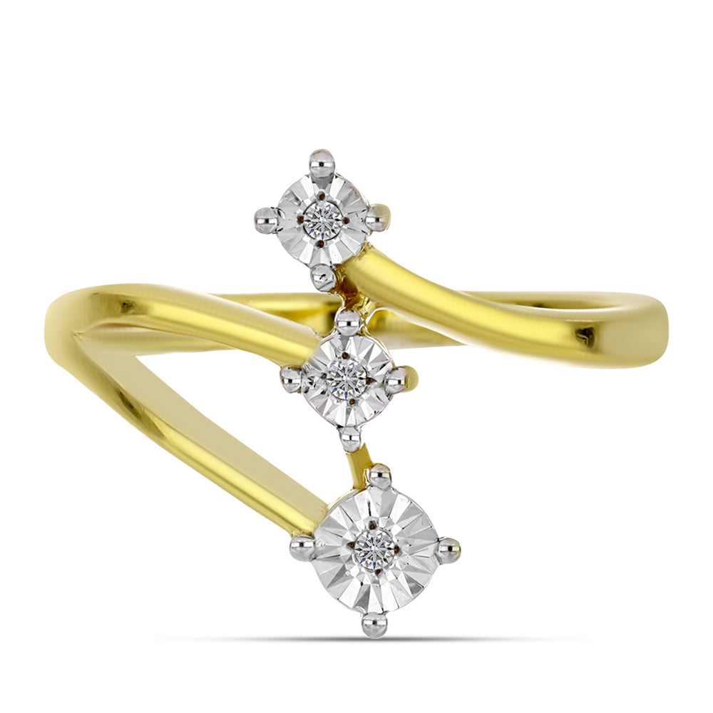 Goldplattierter Silberring mit weißem Diamant