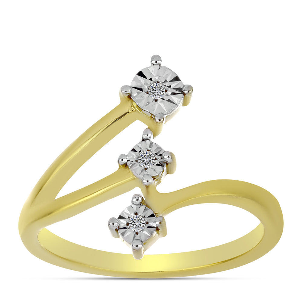 Goldplattierter Silberring mit weißem Diamant 3 