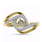 Goldplattierter Silberring mit weißem Diamant und weißem Zirkon