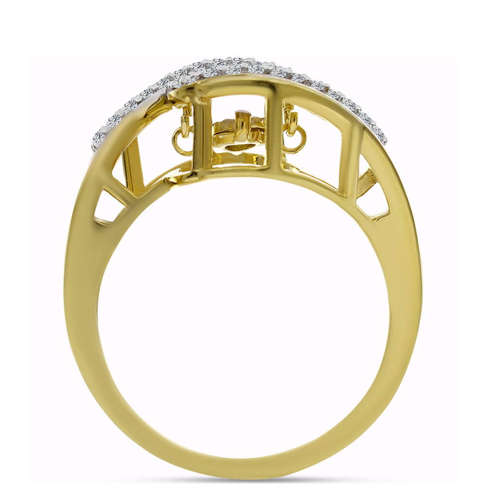 Goldplattierter Silberring mit weißem Diamant und weißem Zirkon