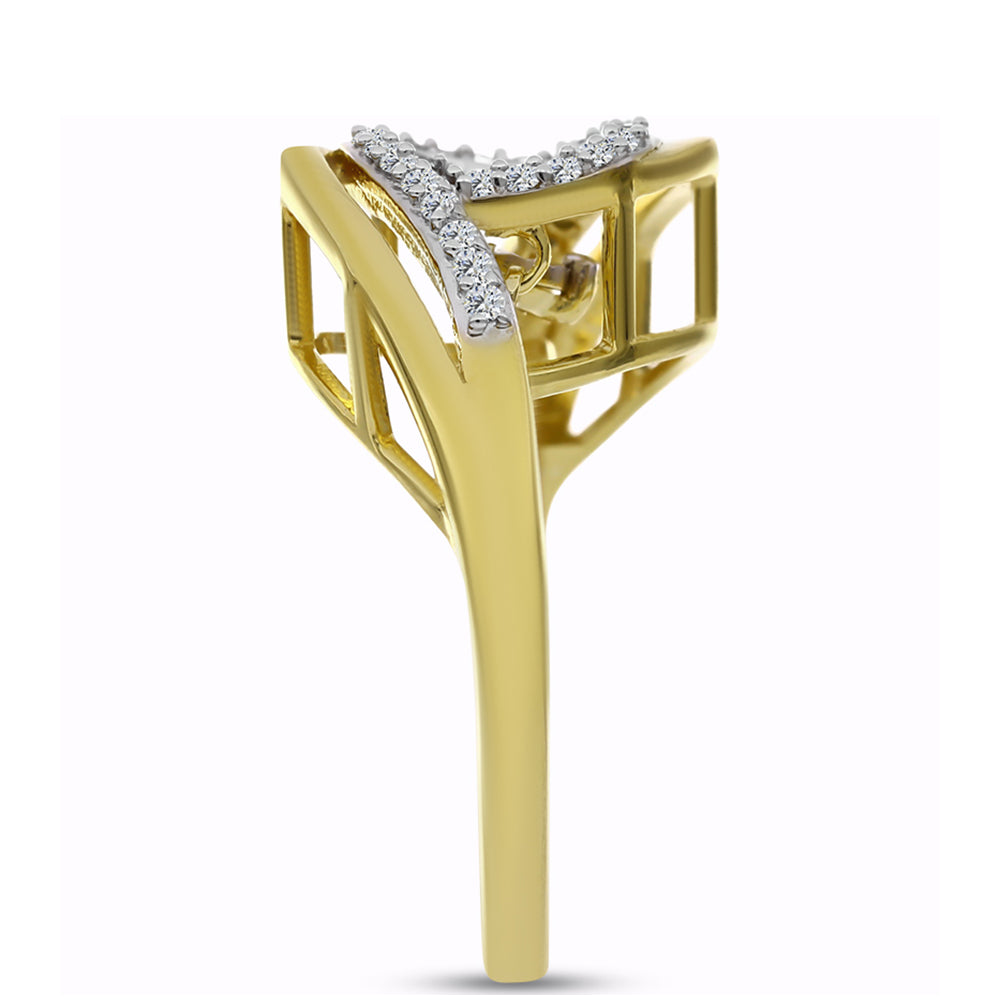 Goldplattierter Silberring mit weißem Diamant und weißem Zirkon