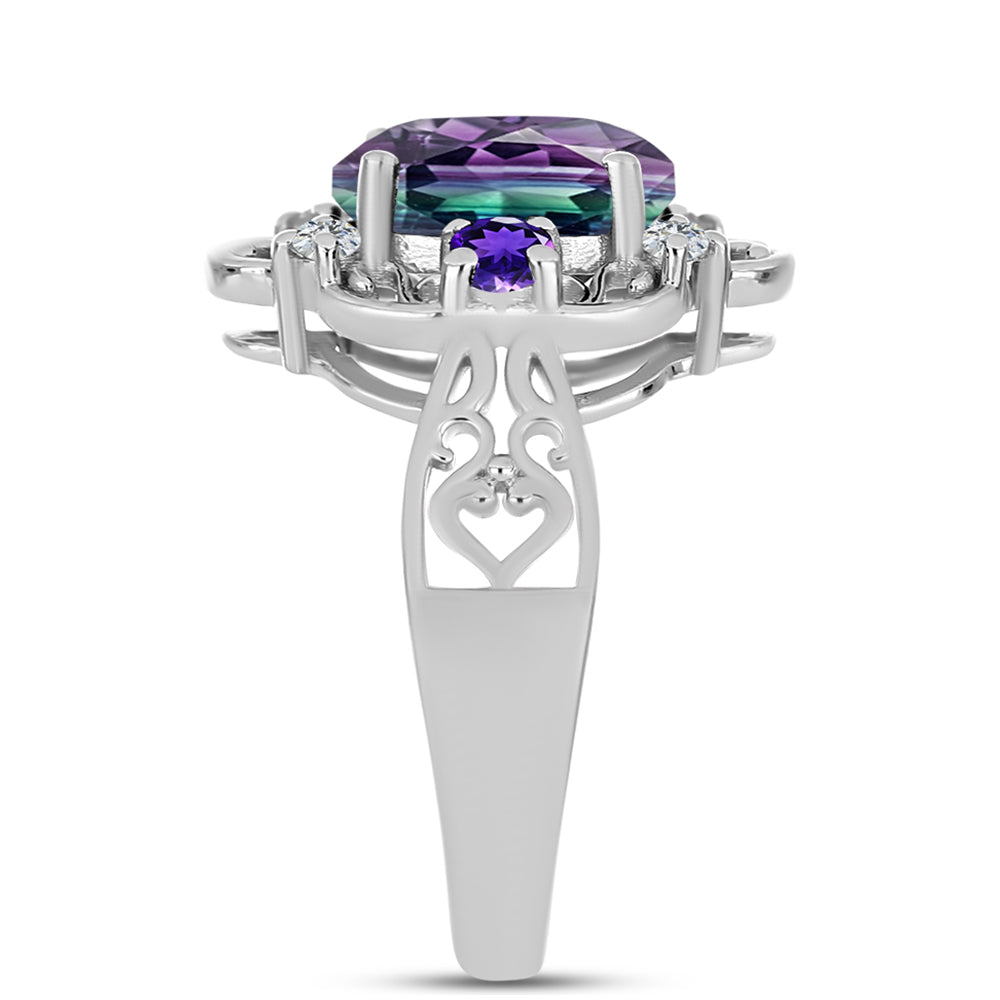 Silberring mit Zebrafluorit und marokkanischem Amethyst 4 