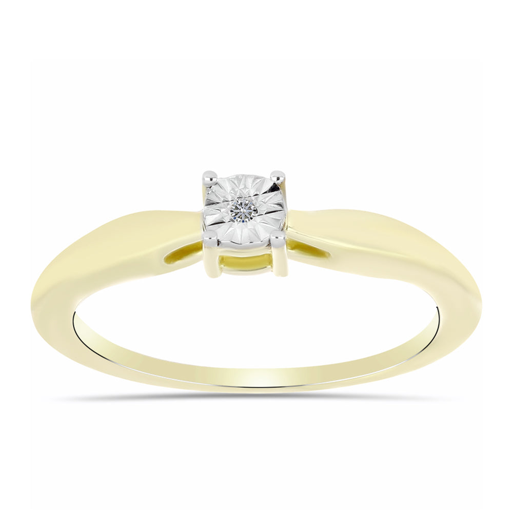 Goldplattierter Silberring mit weißem Diamant