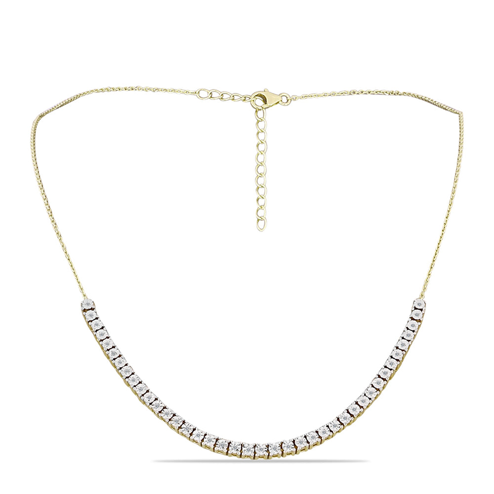 Goldplattierte Silberhalskette mit weißem Diamant und weißem Topas