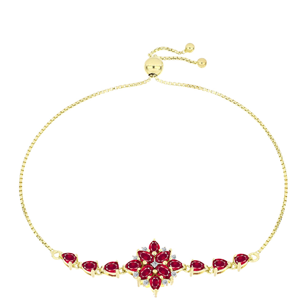 Goldplattiertes Silberarmband mit Rubin aus Madagaskar und weißem Topas 1 