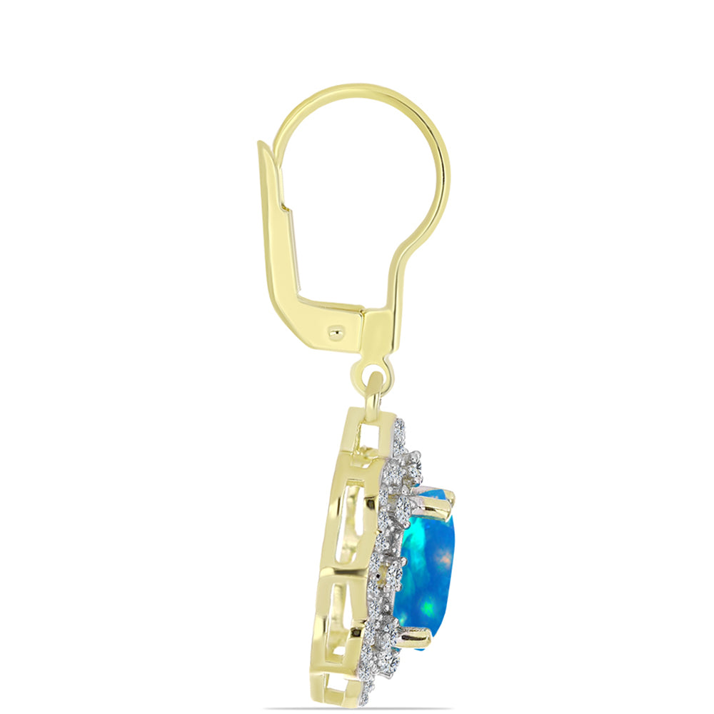 Goldplattierte Silberohrringe mit äthiopischem Paradiese-Opal und weißem Topas