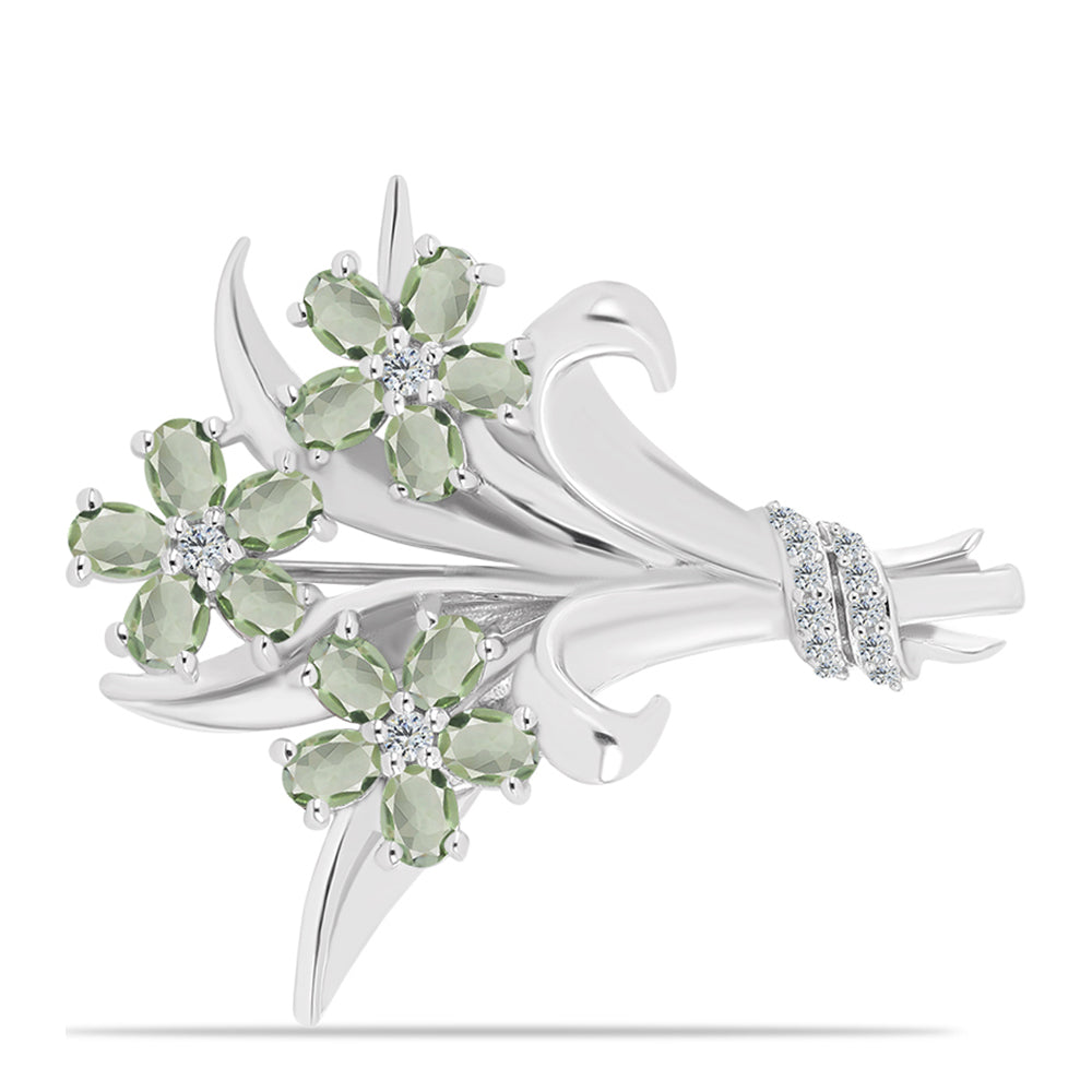 Silber mit grünem Amethyst und weißem Topas
