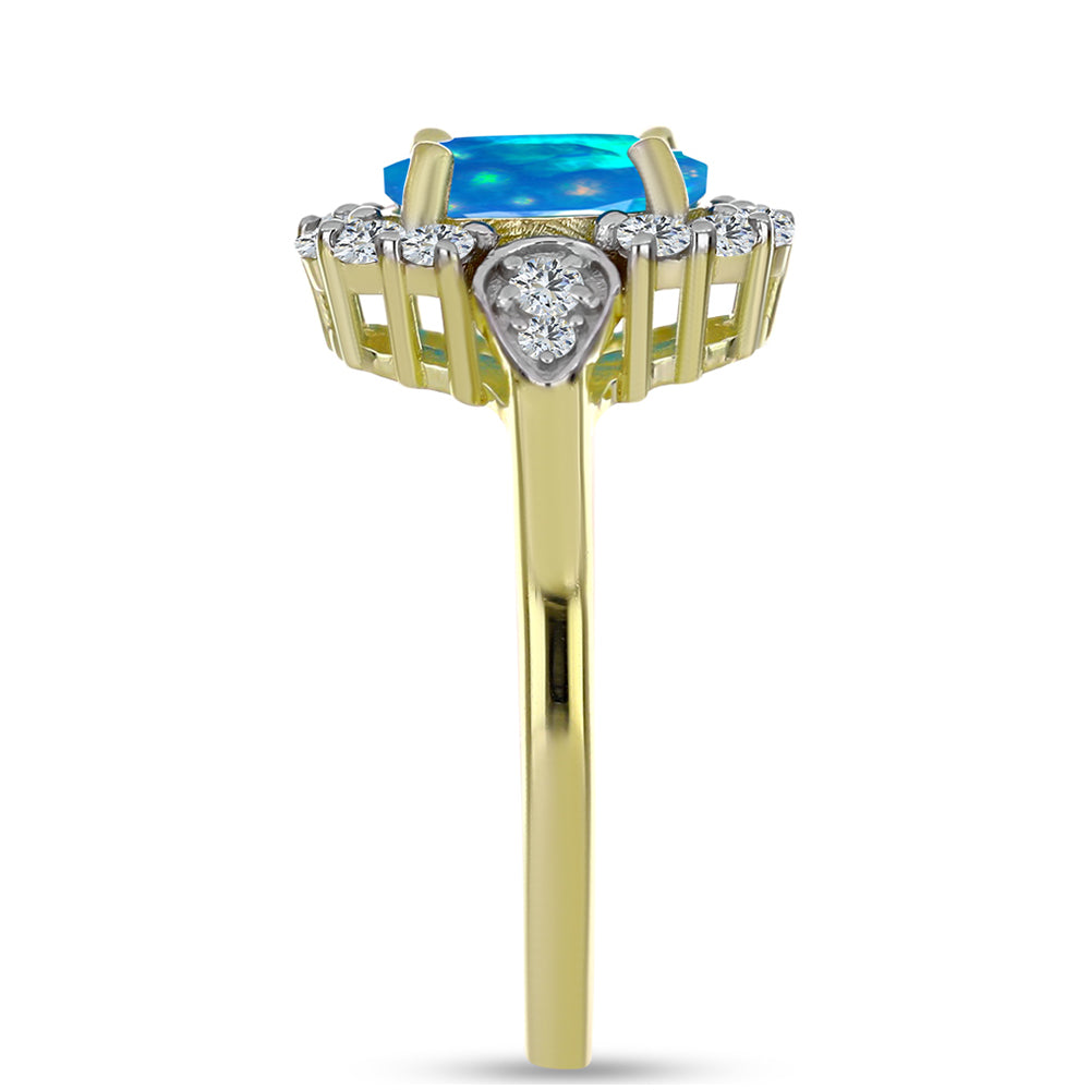 Goldplattierter Silberring mit äthiopischem Paradiese-Opal und weißem Topas 4 