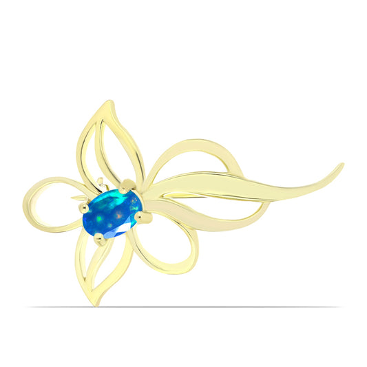 Goldplattierte Silberbrosche mit äthiopischem Paradiese-Opal
