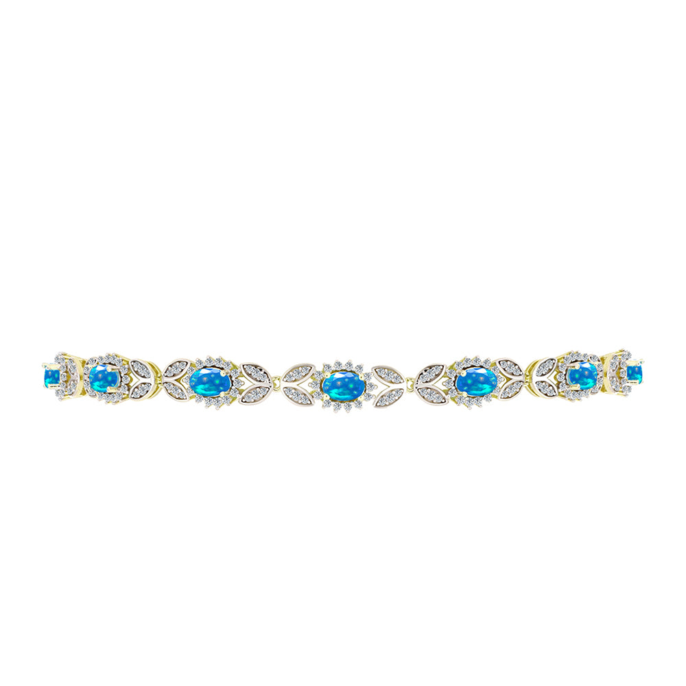 Goldplattiertes Silberarmband mit äthiopischem Paradiese-Opal und weißem Topas 2 