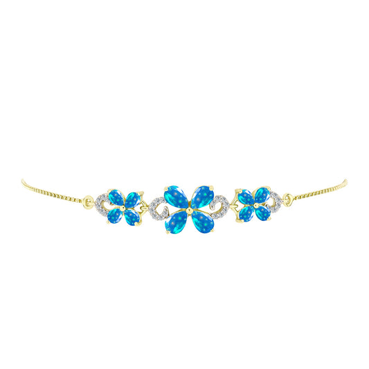 Goldplattiertes Silberarmband mit äthiopischem Paradiese-Opal und weißem Topas