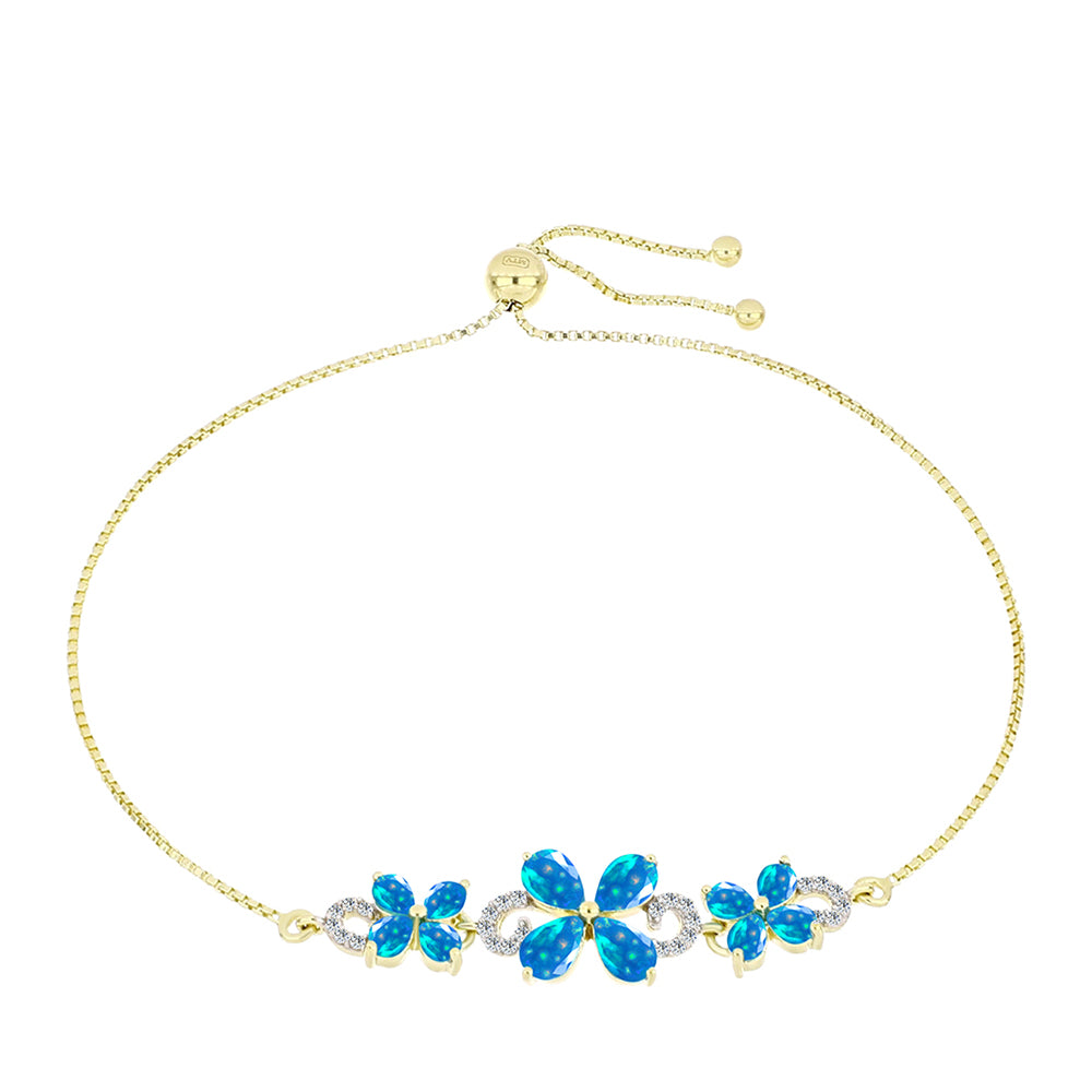 Goldplattiertes Silberarmband mit äthiopischem Paradiese-Opal und weißem Topas