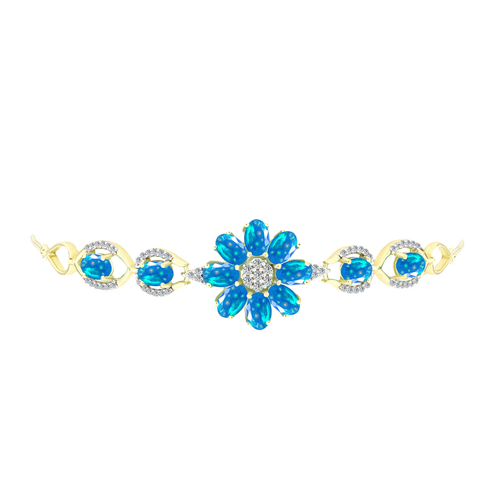 Goldplattiertes Silberarmband mit äthiopischem Paradiese-Opal und weißem Topas 2 