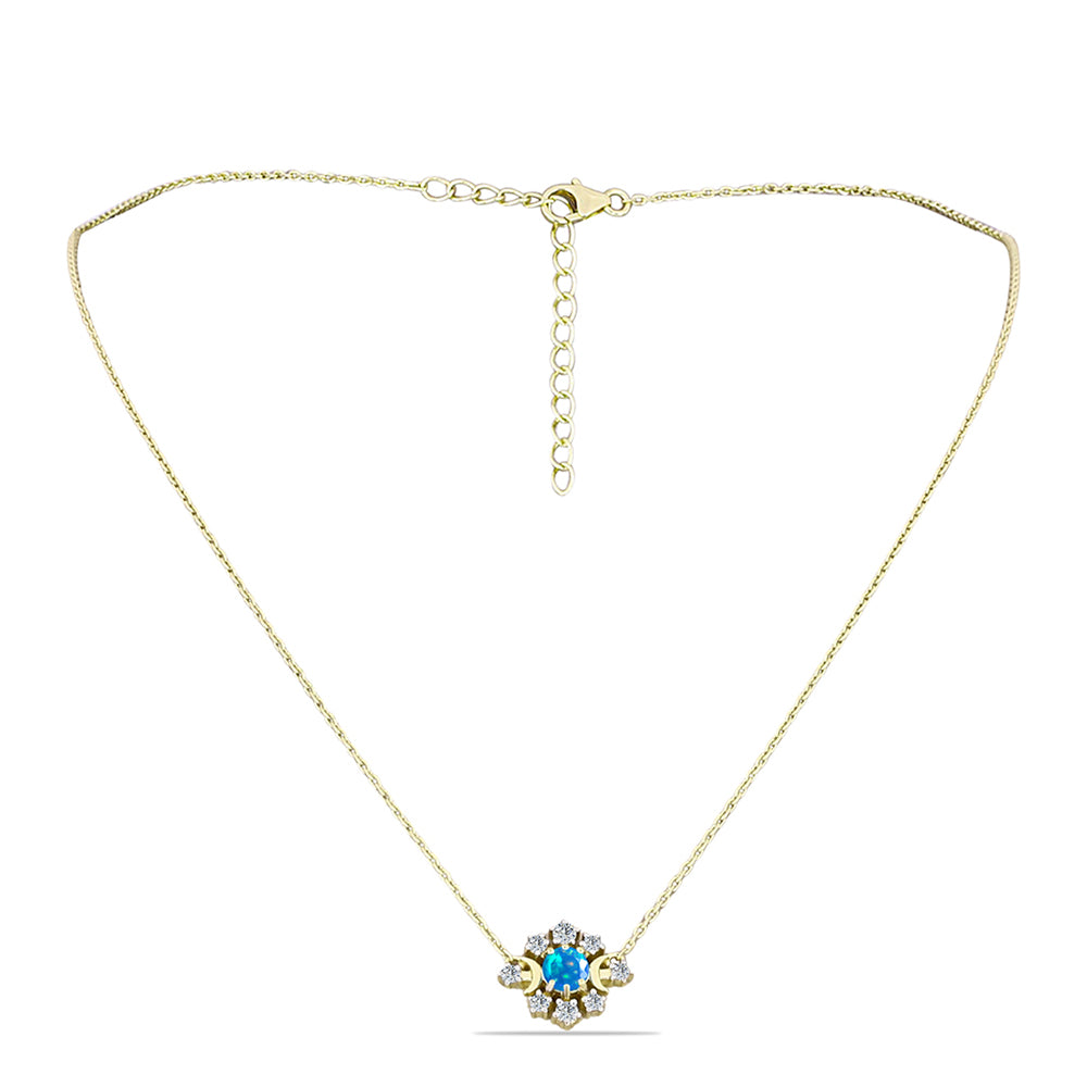 Goldplattierte Silberhalskette mit äthiopischem Paradiese-Opal und weißem Topas 1 