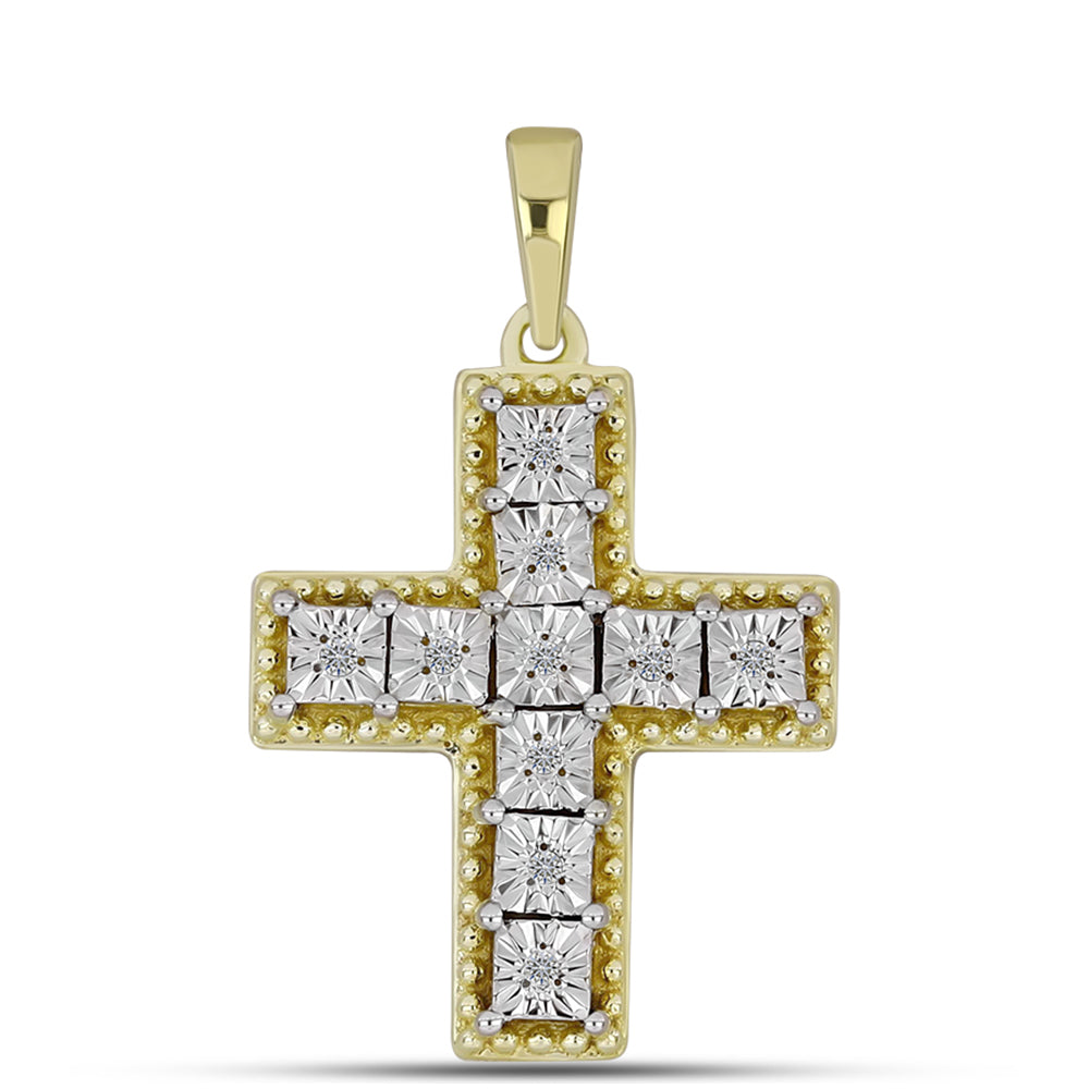 Goldplattierter Silberanhänger mit weißem Diamant 1 