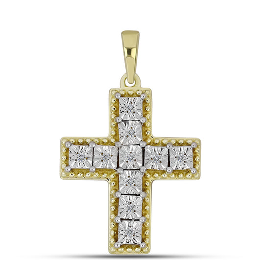 Goldplattierter Silberanhänger mit weißem Diamant