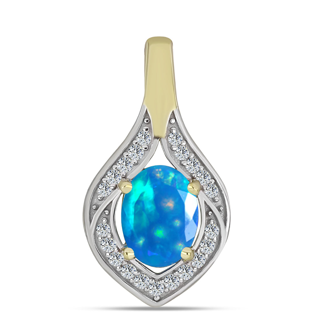 Goldplattierter Silberanhänger mit äthiopischem Paradiese-Opal und weißem Topas