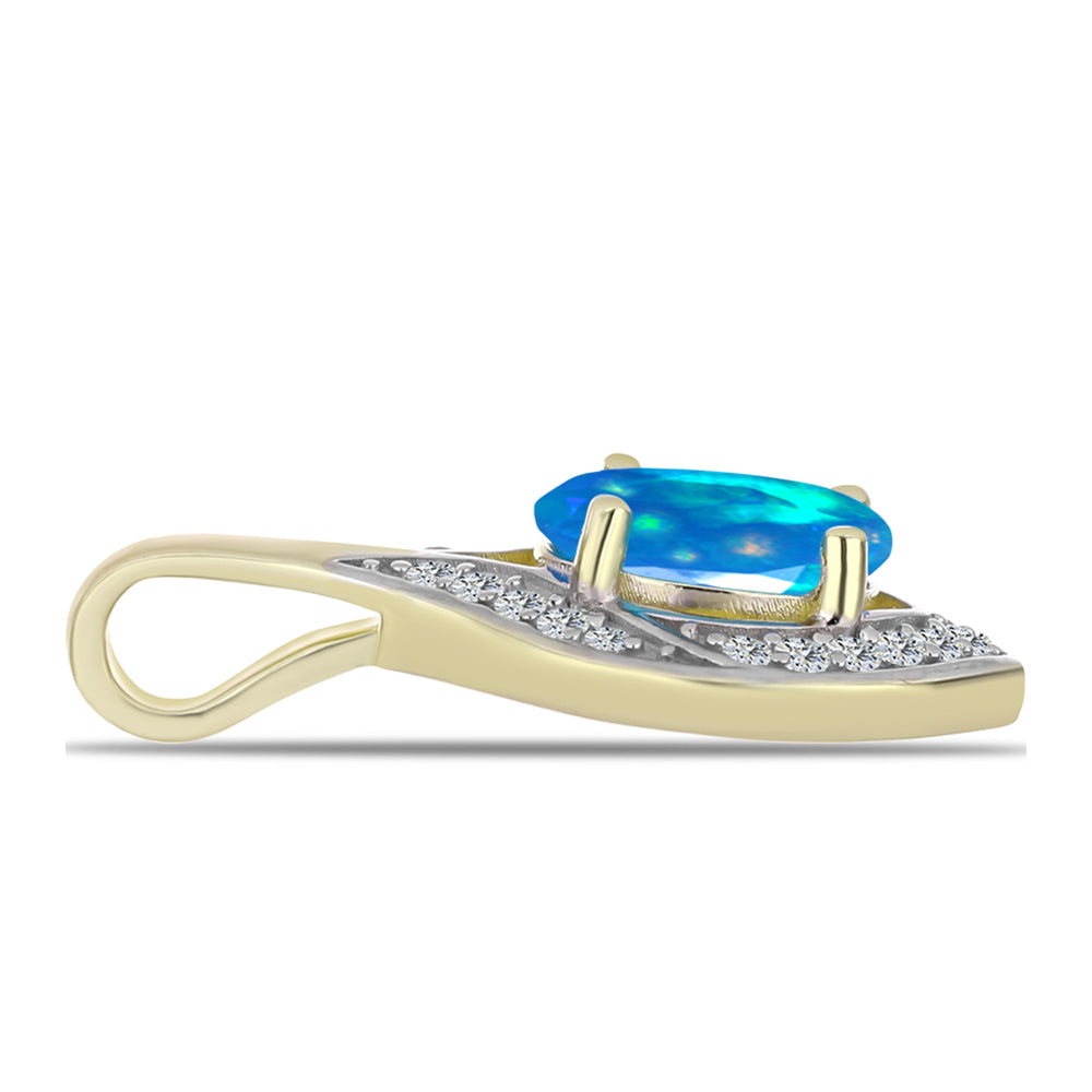 Goldplattierter Silberanhänger mit äthiopischem Paradiese-Opal und weißem Topas 2 