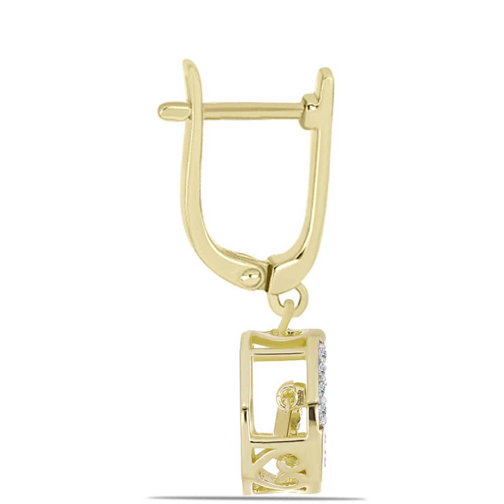 Goldplattierte Silberohrringe mit weißem Diamant und weißem Topas 2 