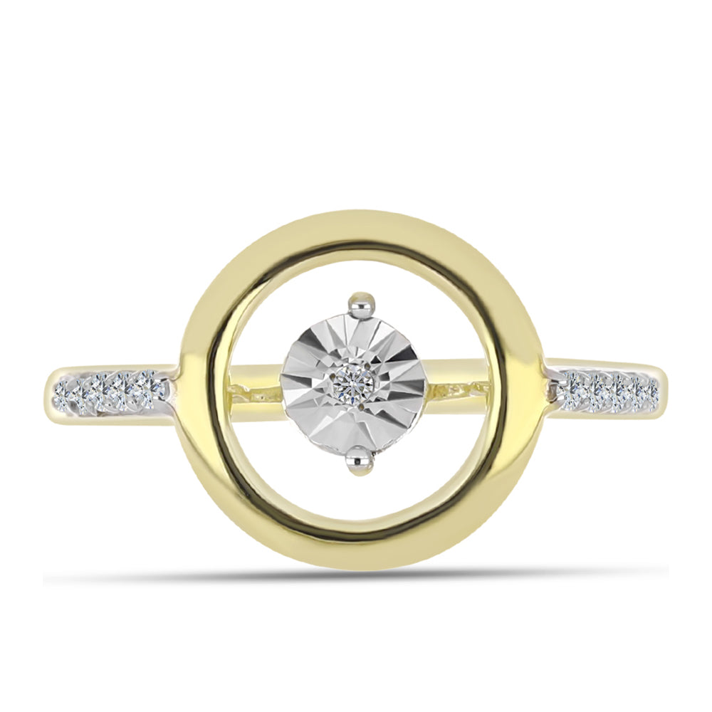 Goldplattierter Silberring mit weißem Diamant und weißem Topas 1 