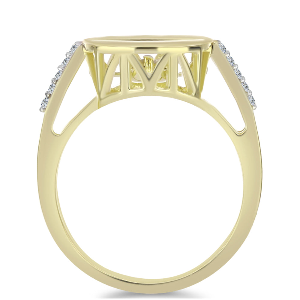 Goldplattierter Silberring mit weißem Diamant und weißem Topas 2 